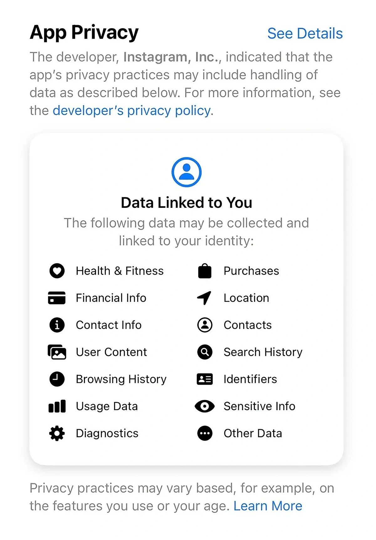 screenshot showing Threads' privacy settings