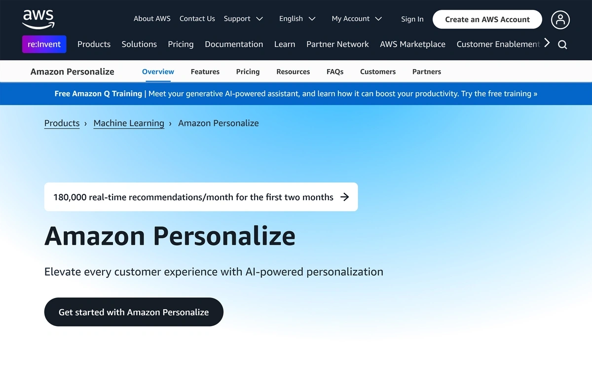 The Amazon Web Services AI personalization offering