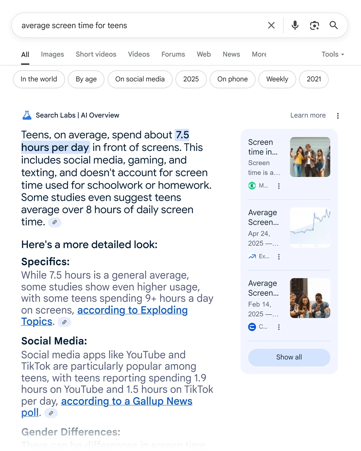 AI Overview for an example keyword searched on Google