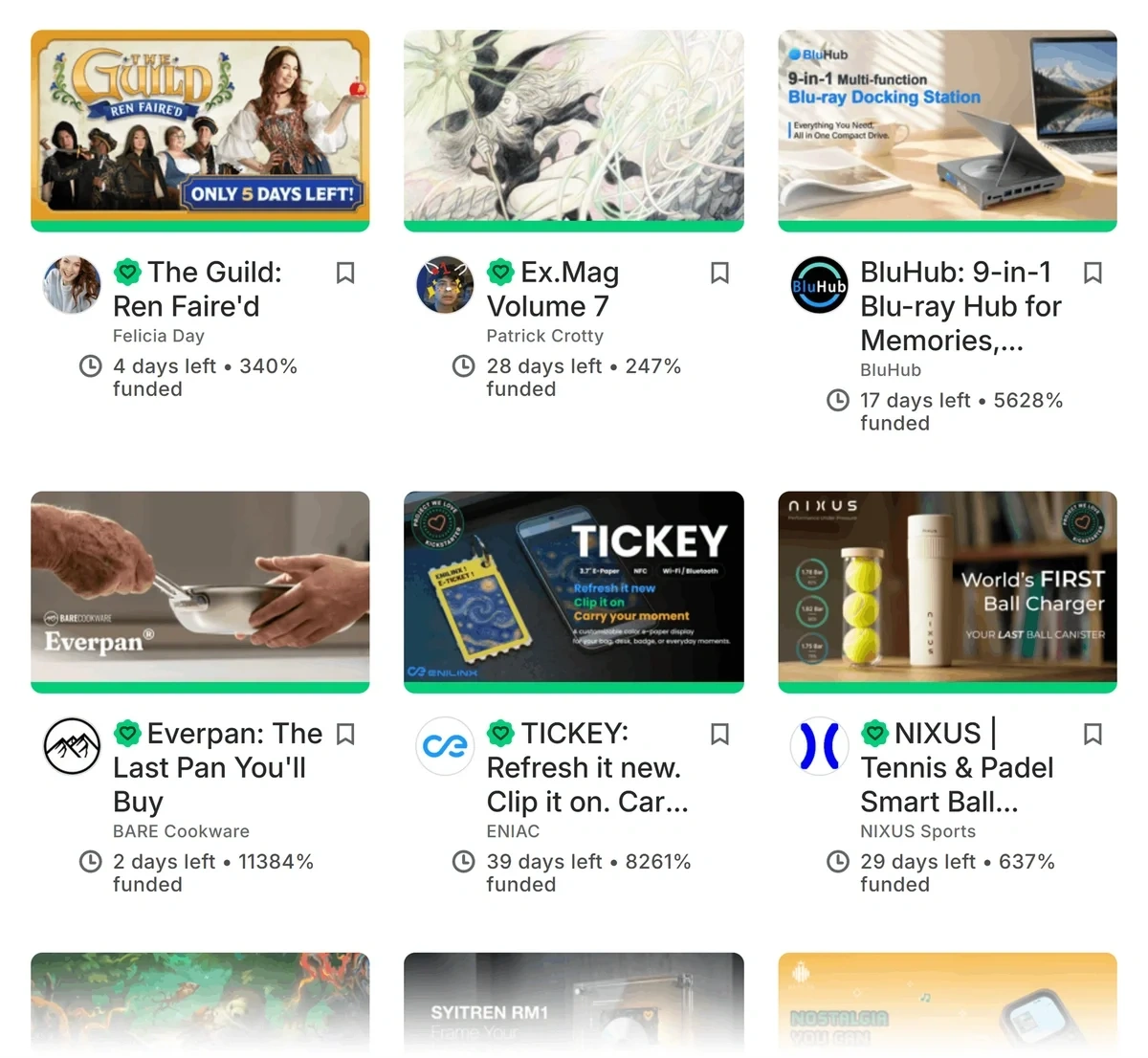 Kickstarter trending projects