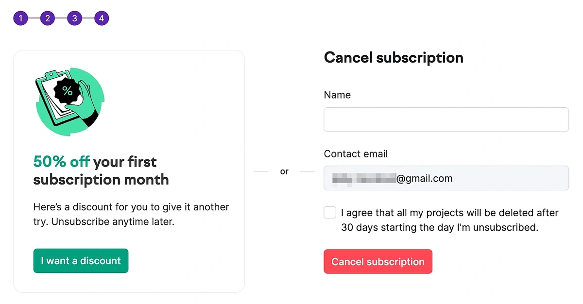 Confirming cancelation in Semrush