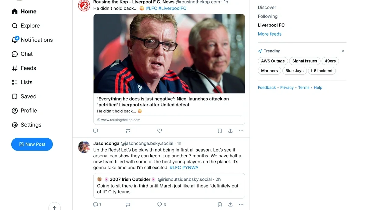 A custom Bluesky feed dedicated to Liverpool Football Club