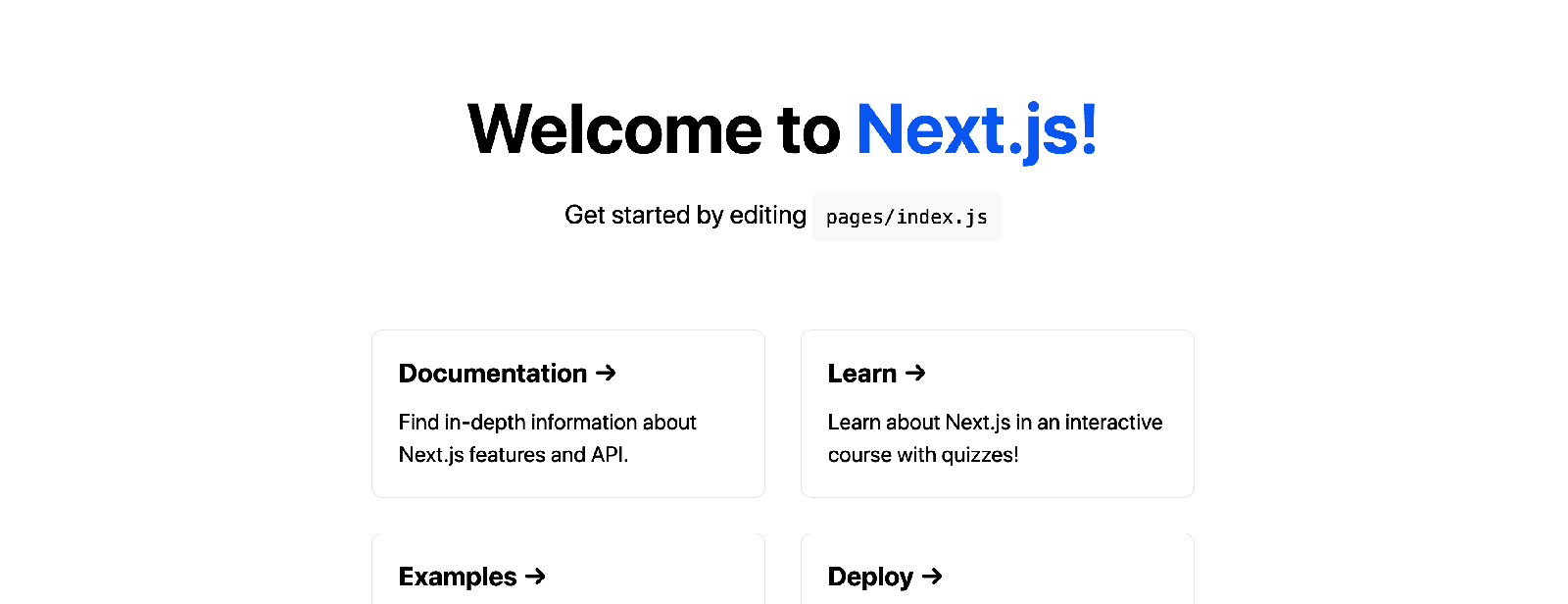 Screenshot: Next.js welcome screen