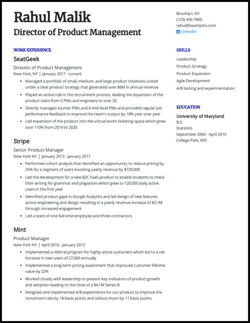 5 Product Manager Resume Examples That Worked In 2021