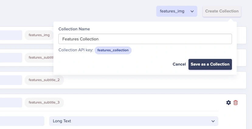 Name and save Features collection