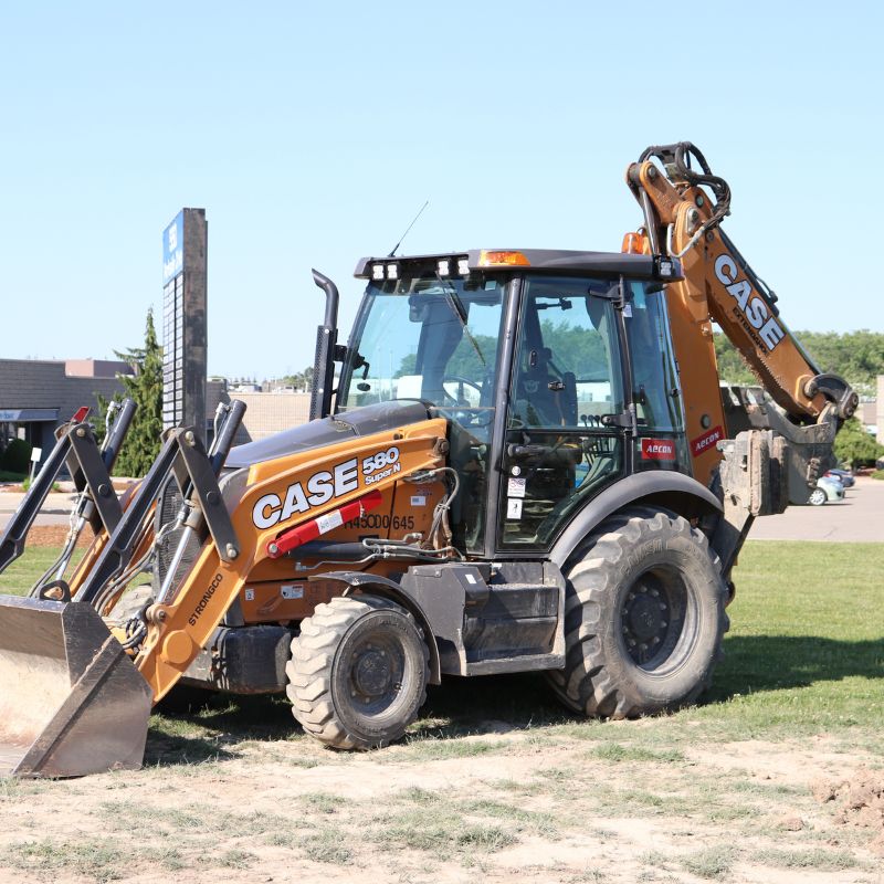 CASE 580N backhoe on a rental yard