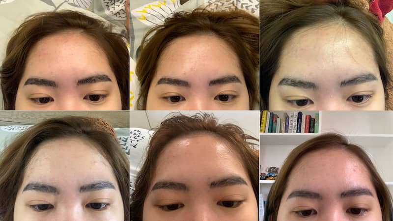 Side by side photo of eyebrows for the second week after getting an eyebrow embroidery