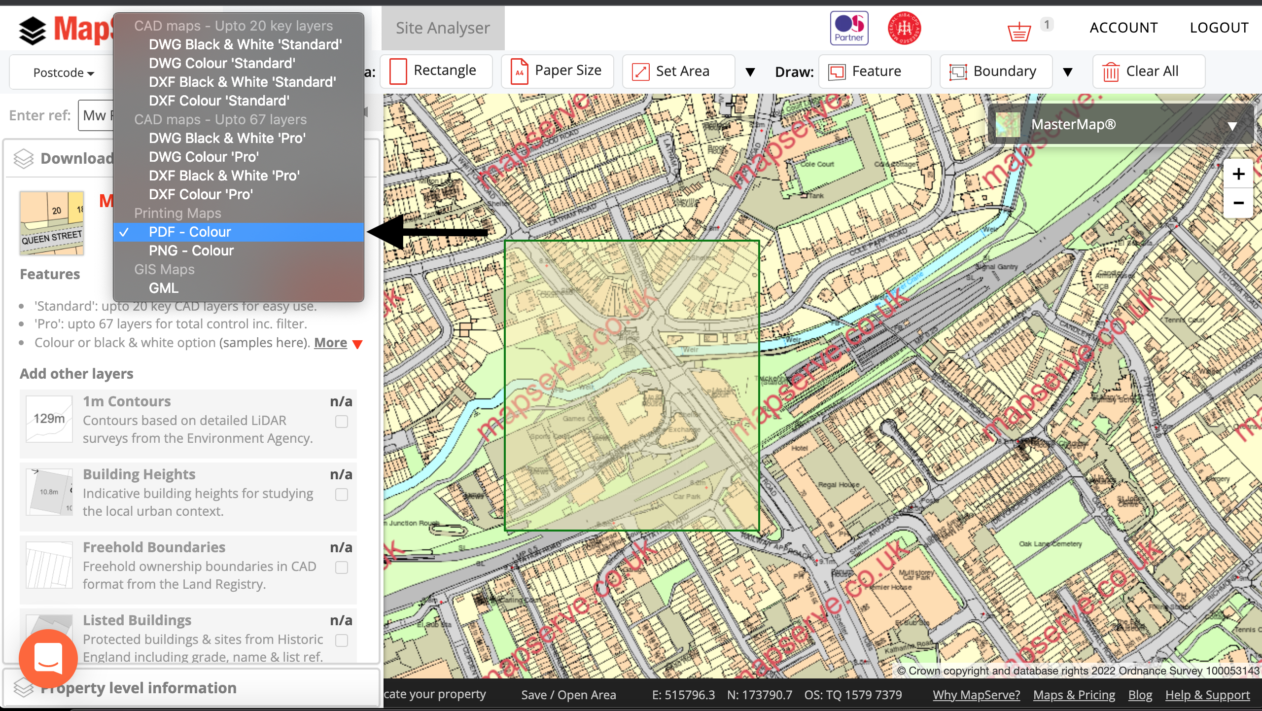 OS MasterMap® formats on MapServe®