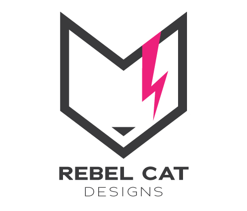 Rebel Cat Designs symbol logo with logotype