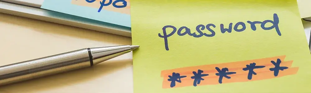 sticky notes with basic passwords written on them