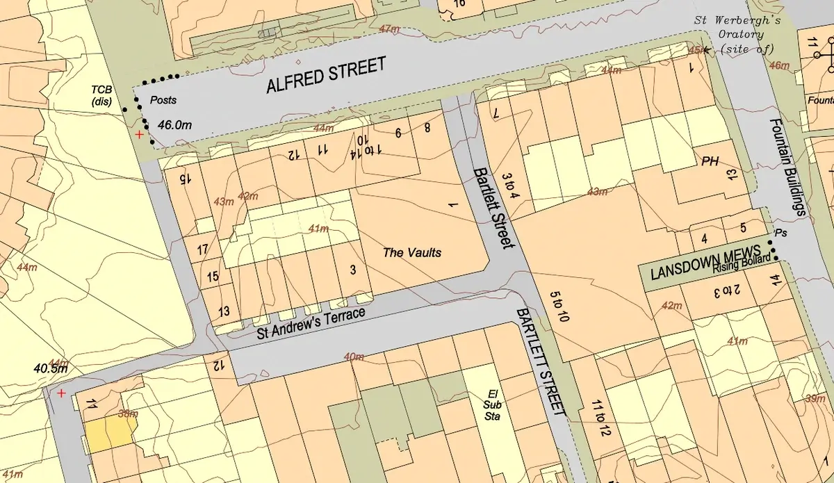 Contour map of an urban area