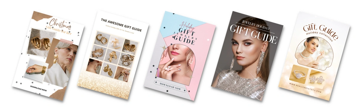 5 sample pins of jewelry gift guides