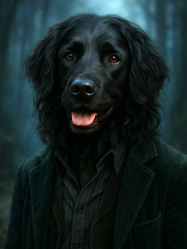 AI image of Sirius Black as a Labrador Retriever