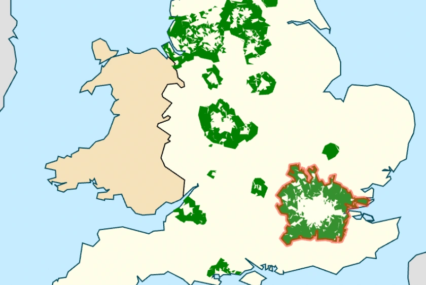 Greenbelt zones in England