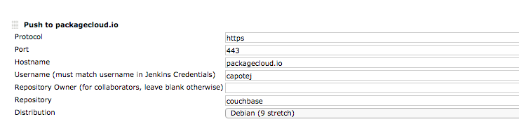 packagecloud-plugin jenkins 1.4 UI