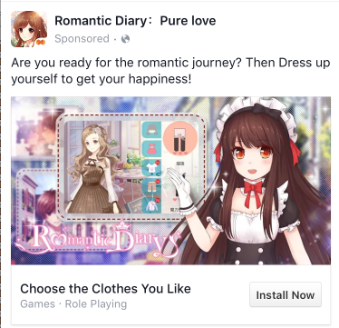 Romantic Diary: Pure Love Facebook ad