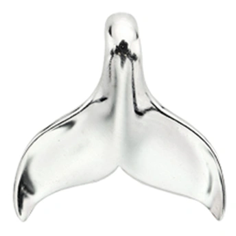 high polished silver whale tail pendant