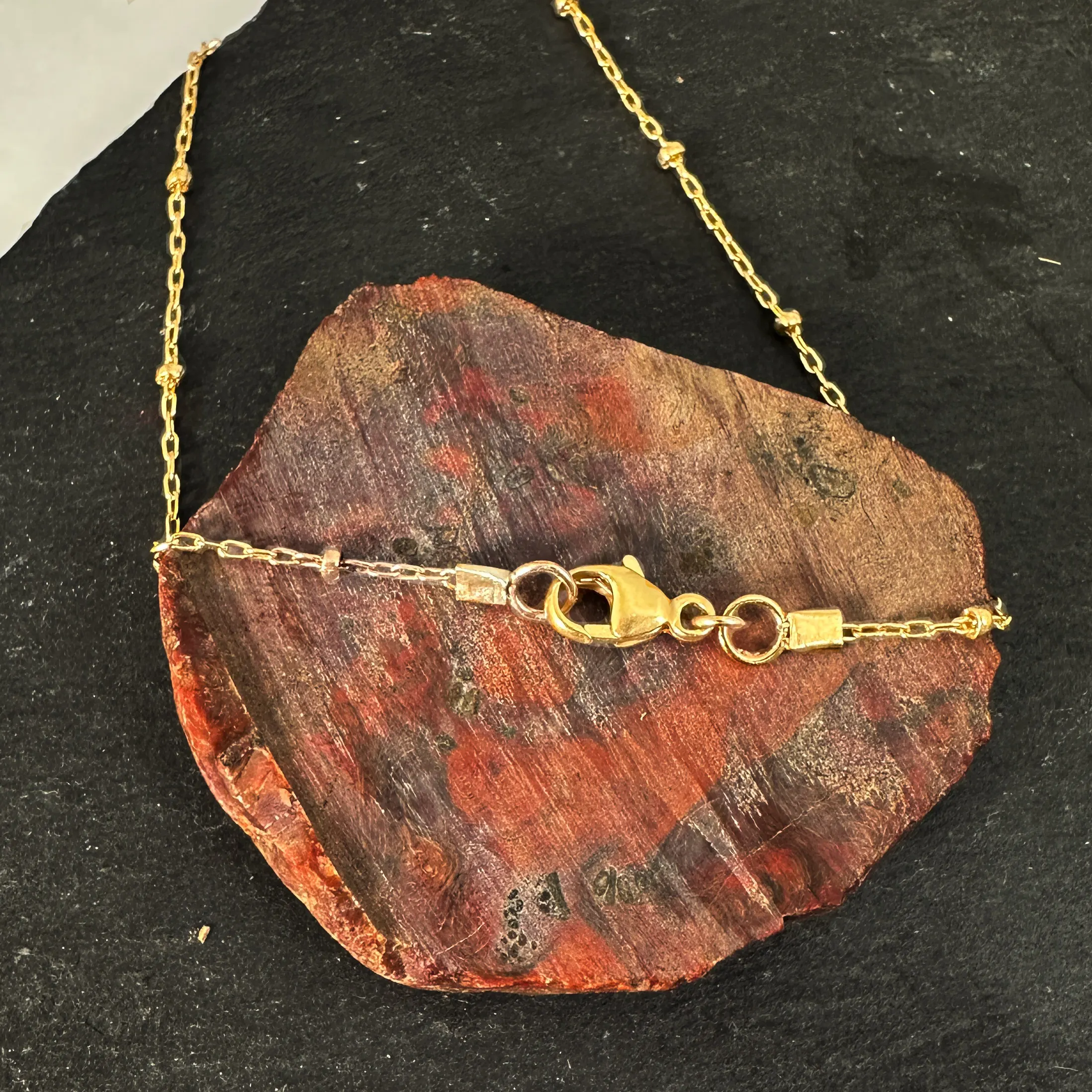 gold filled satellite chain finished with crimp ends and lobster clasp