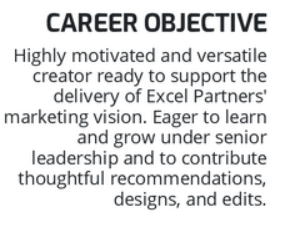 Resume objective example for a graphic designer