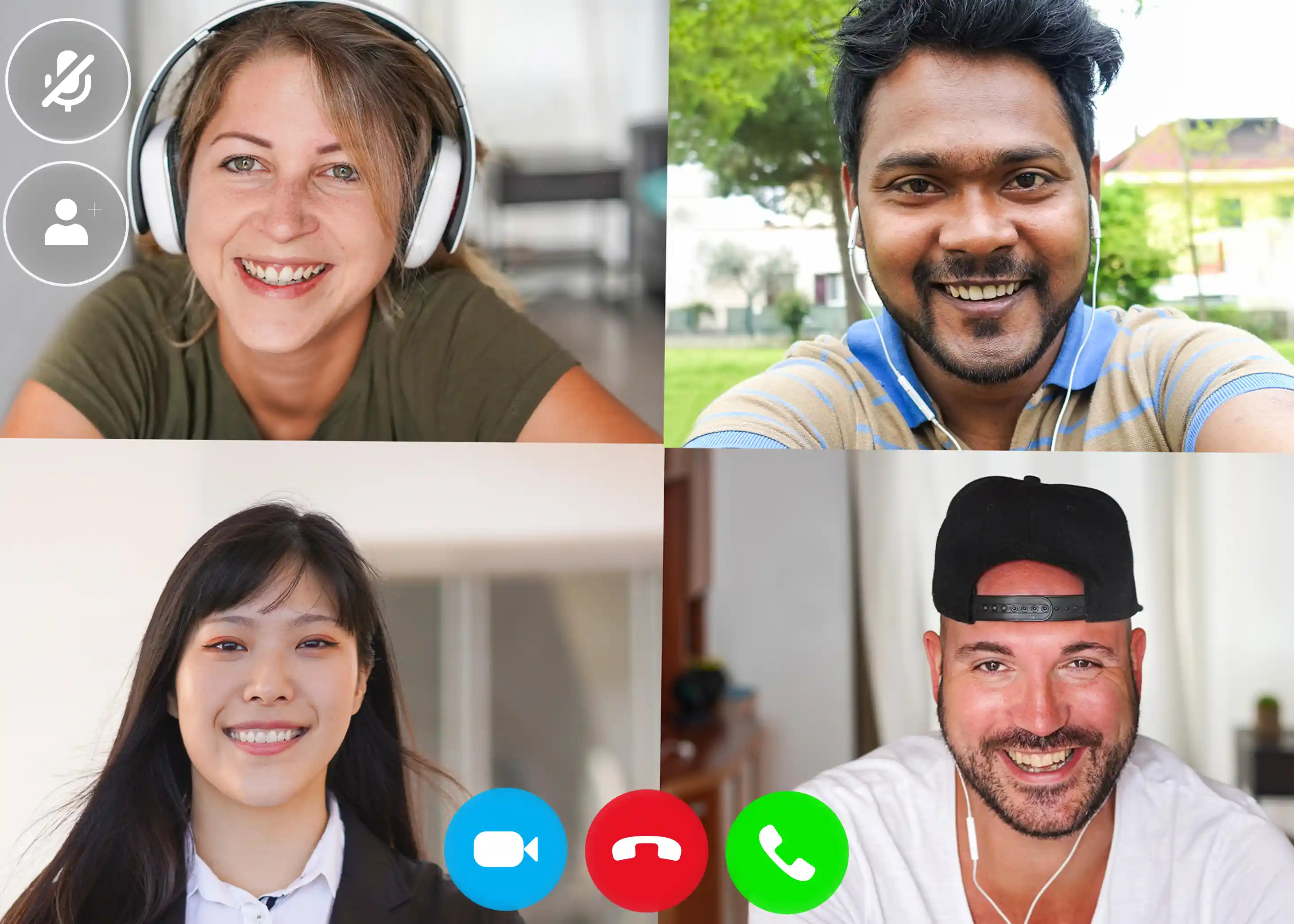 Remote team collaboration through video call with global professionals