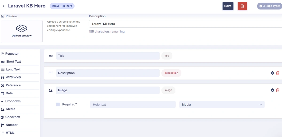 Laravel KB Hero component configuration