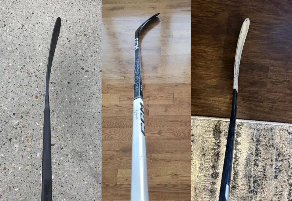 three CCM JetSpeed hockey sticks preferred by pro player Connor McDavid