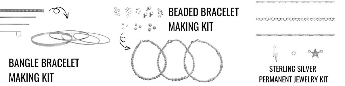 Bangle bracelet making kit, beaded bracelet making kit, sterling silver permanent jewelry bracelet kit
