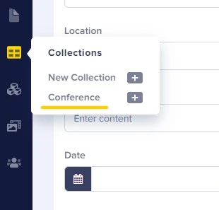 Create a new conference collection item button