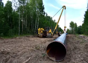 A pipelayer completing a job on the work site
