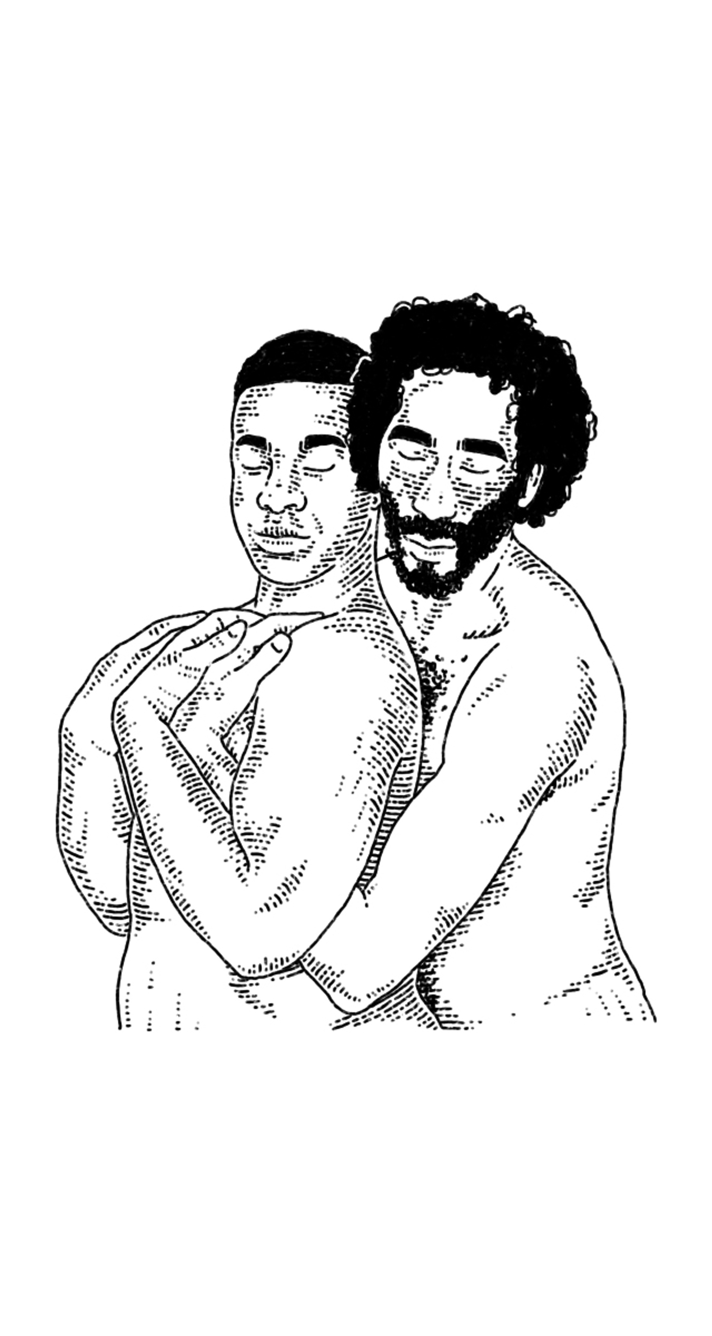 two ftm trans masculine people embracing each other intimately