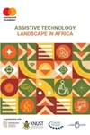 The report cover page showing a graphic of a colourful geometric pattern composed of squares and triangles, featuring accessibility icons, with logos of Stellenbosch University, KNUST, Clinton Health Access Initiative and Humanity Inclusion.