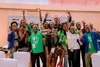 Group of Mastercard Foundation Scholars celebrating at the 2023 Baobab summit