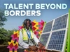 The poster for World Refugee Day 2026, a young woman, from Okapi Green showcasing solar panels. 4 x 3