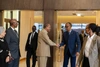 H.E President Paul Kagame and H.E Hailemariam Desalegn shaking hands at the ASG Matriculation Ceremony September 2025