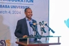 Samuel Yalew Adela speaking at the inauguration ceremony of the Ethiopian multimedia studios.