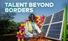 The poster for World Refugee Day 2026, a young woman, from Okapi Green showcasing solar panels. 5 x 3