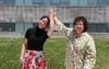 Dr. Lisa Richardson, Vice Dean of Strategy & Governance at U of T’s Temerty Faculty of Medicine, Strategic Lead in Indigenous Health for Women’s College Hospital, & Kawennanoron Cindy White, Elder-in-Residence & Traditional Healer at WCH celebrating.