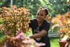 Melissa Moyo working on her plants outdoors 