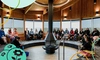 A group of people gathered in a lodge for the 2026 Fellows Program, 5x3