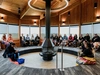 EleV partners and Mastercard Foundation staff participating in a birch bark workshop at Wanuskewin, 4 x 3.
