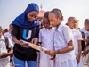 Asha Sadi, U-Reporter and Young Champion, raises awareness among students at La Colombe school about preventive measures to combat the mpox epidemic in Bukavu, South Kivu province, DR Congo, on 11 September 2024.
