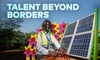 The poster for World Refugee Day 2026, a young woman, from Okapi Green showcasing solar panels. 5 x 3