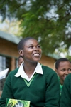 A student smiling.