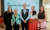 Group image from the Mastercard Foundation Fellows Program launch, Sept 2026, L to R: Sarah Harney, Roberta Jamieson, and Fellows James Lavallée, Nathalie Wajashk-Restoule, Alejandra Metallic-Janvier,.