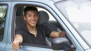 young man in car