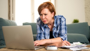 serious woman on laptop