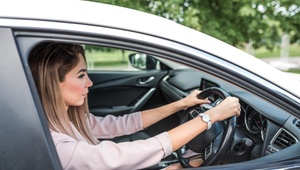 woman driving car