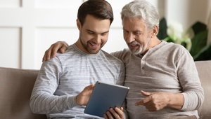 dad and son on internet