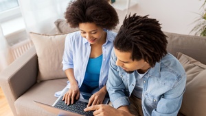 couple researching on internet