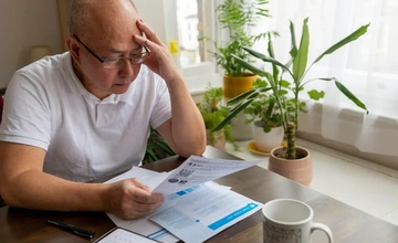 Man looking at an unpaid Council Tax bill